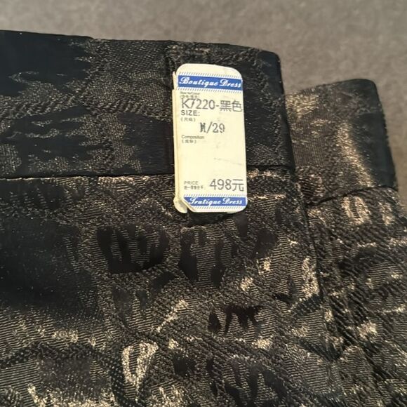 Black Patterned Double Breasted 2 Piece Suit Tuxedo Size 34 Jacket 29/31 Pants - Picture 14 of 15